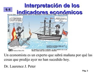 Interpretación de los indicadores económicos Pág.  1-1 Un economista es un experto que sabrá mañana por qué las cosas que predijo ayer no han sucedido hoy. Dr. Laurence J. Peter 