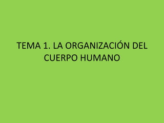 TEMA 1. LA ORGANIZACIÓN DEL CUERPO HUMANO 