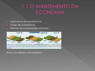    Agricultura de subsistencia .
   Crises de subsistencia .
   Réxime de propiedades señoriais .




ROTACIÓN TREINAL CON BARBEITO .
 