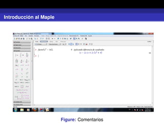 Introducción al Maple
Figure: Comentarios
 