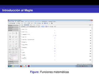 Introducción al Maple
Figure: Funciones matemáticas
 