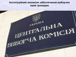 Інституційний механізм забезпечення виборчих
прав громадян
 