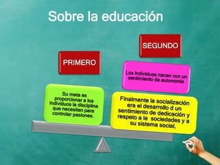 Sobre la educación
PRIMERO
SEGUNDO
 