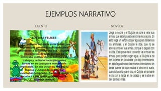 EJEMPLOS NARRATIVO
CUENTO NOVELA
 