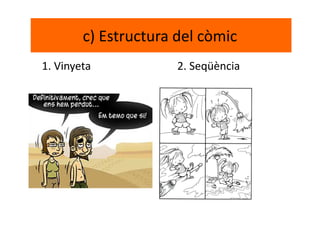 c) Estructura del còmic
1. Vinyeta 2. Seqüència
 
