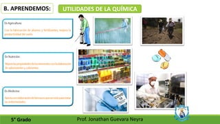 UTILIDADES DE LA QUÍMICA
B. APRENDEMOS:
5° Grado Prof. Jonathan Guevara Neyra
 