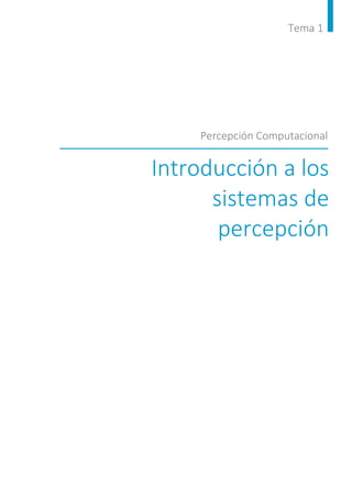 Tema 1
Introducción a los
sistemas de
percepción
Percepción Computacional
 