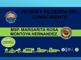 MSP. MARGARITA ROSA
MONTOYA HERNANDEZ.
TEORIA Y FILOSOFIA DEL
CONOCIMIENTO
 
