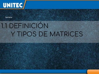1.1 DEFINICIÓN
Y TIPOS DE MATRICES
 