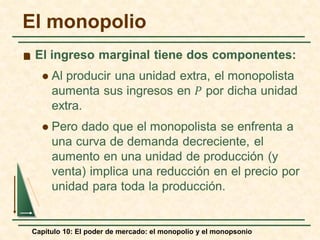Capítulo 10: El poder de mercado: el monopolio y el monopsonio

El monopolio
 