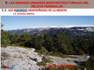 SIERRA DE JAVALAMBRE
5.2. LOS REBORDES MONTAÑOSOS DE LA MESETA
2.3. SISTEMA IBÉRICO
5. LAS GRANDES UNIDADES MORFOESTRUCTURALES DEL
RELIEVE PENINSULAR
 
