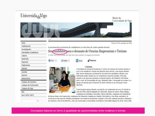 Conceptos básicos en tórno á igualdade de oportunidades entre mulleres e homes
 