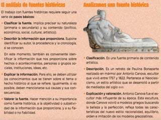Clasificación de las fuentes históricas
 
