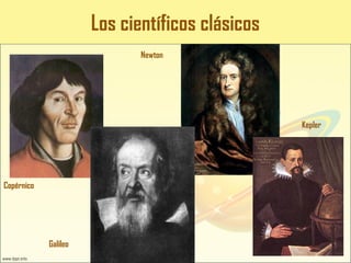 Los científicos clásicos
Copérnico
Galileo
Newton
Kepler
 