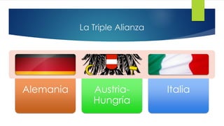 La Triple Alianza
Alemania Austria-
Hungría
Italia
 