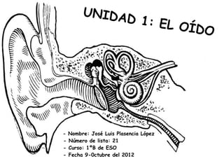 UNIDA
              D                1: EL O
                                       ÍD O




-   Nombre: José Luis Plasencia López
-   Número de lista: 21
-   Curso: 1ºB de ESO
-   Fecha 9-0ctubre del 2012
 