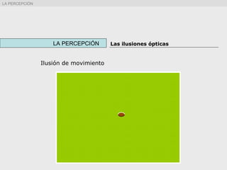 Ilusión de movimiento
LA PERCEPCIÓN Las ilusiones ópticas
LA PERCEPCIÓN
 