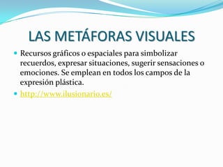 MEDIOS PARA LA CREACIÓN DE IMÁGENESMEDIOS CLÁSICOS BIDIMENSIONALESDIBUJO: medio expresivo que se asocia con procedimientos técnicos característicos de la línea y el trazo y con materiales como el lápiz, la pluma, etc. El papel es su principal soportePINTURA: técnica que permite plasmar formas sobre un soporte plano combinando colores. Materiales: óleo, acuarela, témpera, pastel,…GRABADO: conjunto de técnicas cuya característica común es la creación de imágenes iguales creadas a base de imprimir una matriz o plancha entintada sobre papel