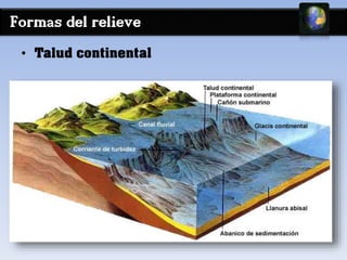 Formas del relieve 
• Talud continental 
 