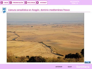 INICIO

PRESENTACIÓN

RECURSOS

GEOGRAFÍA
TEMA 10

INTERNET

Llanura cerealística en Aragón, dominio mediterráneo fresco

Doc.35
ANTERIOR

SALIR

Santillana

 
