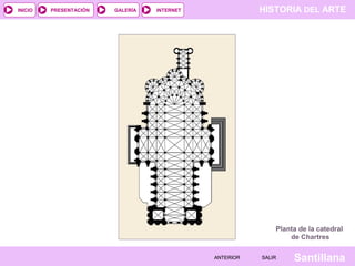 HISTORIA DEL ARTEINTERNET
SantillanaSALIRSALIRANTERIORANTERIOR
PRESENTACIÓNINICIO GALERÍA
Planta de la catedral
de Chartres
 