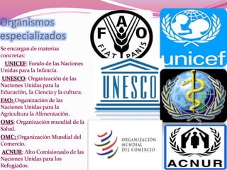 Organismos
especializados
 