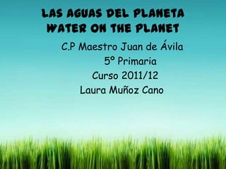 Las aguas del planeta
 Water on the planet
  C.P Maestro Juan de Ávila
           5º Primaria
        Curso 2011/12
      Laura Muñoz Cano
 