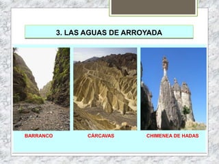 3. LAS AGUAS DE ARROYADA
BARRANCO CÁRCAVAS CHIMENEA DE HADAS
 