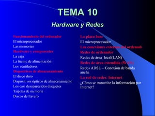 TEMA 10 Hardware y Redes ,[object Object],[object Object]