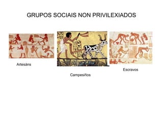 GRUPOS SOCIAIS NON PRIVILEXIADOS
Artesáns
Campesiños
Escravos
 