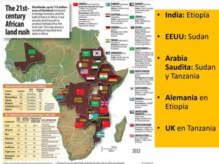 • India: Etiopía
• EEUU: Sudan
• Arabia
Saudita: Sudan
y Tanzania
• Alemania en
Etiopia
• UK en Tanzania
 