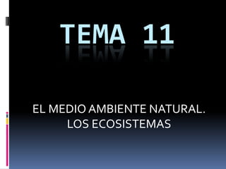 TEMA 11

EL MEDIO AMBIENTE NATURAL.
     LOS ECOSISTEMAS
 