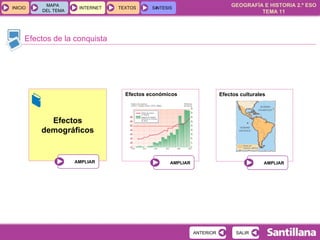 Efectos de la conquista Efectos demográficos Efectos económicos Efectos culturales 