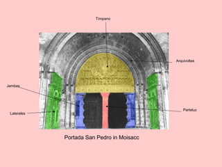 Portada San Pedro in Moisacc
Jambas
Laterales
Parteluz
Tímpano
Arquivoltas
 