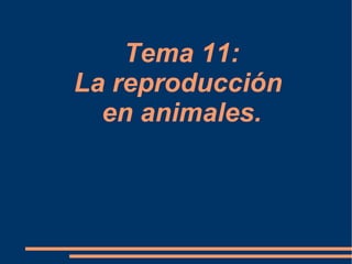 Tema 11:
La reproducción
  en animales.
 