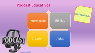 Podcast Educativos 
Información Utilidad 
Creación Aulas 
http://goo.gl/At8C9S 
 