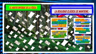 EL NUEVO ENFOQUE DE LA FÍSICA.- ENTORNO.- LLENO DE INFORMACION.
LA REALIDAD CLÁSICA SE MANTIENE.-
SE MANTIENE PORQUE HAY ESTADOS
“DIAMANTES”, “ESTADOS PUNTEROS”,
MUY ROBUSTOS, MUY RESISTENTES,
REPLICADORES, REDUNDANTES, ETC.,
QUE YA LLEVAN MILLONES DE AÑOS
EXISTIENDO EN EL MUNDO CLÁSICO.
A ESTOS ESTADOS NO LES AFECTA LA
DECOHERENCIA, EL BOMBARDEO DE
FOTONES, LA TEMPERATURA, LOS
FRIOS EXTREMOS, Y SE REPLICAN EN
GRADISIMAS CANTIDADES…
SE MANTIENE TAMBIEN, PORQUE LA
REALIDAD, CONSTANTEMENTE ESTA
EVOLUCIONANDO, Y ESTÁ RENOVANDOSE
MEDIANTE LA SELECCIÓN NATURAL.
POR CONSIGUIENTE, PARA ZUREK, LA
REALIDAD NO NECESITA, NI DE LA
OBSERVACION, NI DE LA CONCIENCIA
DEL SER HUMANO.
Y COMO SECUELA, POSTERIORMENTE,
EXISTIMOS NOSOTROS, Y NUESTRA
CONCIENCIA (UN PROCESO
REFINADO), DESARROLLADA POR LA
ESTABILIDAD DE ESTA REALIDAD.
LA REALIDAD CLÁSICA SE MANTIENE.-
 