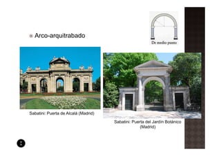 Arco-arquitrabado




Sabatini: Puerta de Alcalá (Madrid)

                                      Sabatini: Puerta del Jardín Botánico
                                                    (Madrid)
 