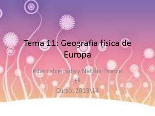 Tema 11: Geografía física de
Europa
Pilar calcerrada y Natalia Tronco
6º
Curso: 201314
 