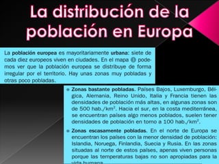 La distribución de la población en Europa