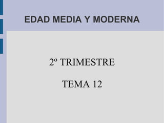 EDAD MEDIA Y MODERNA
2º TRIMESTRE
TEMA 12
 