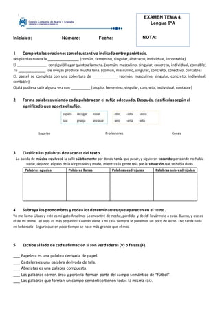 Iniciales: Número: Fecha:
1. Completa las oraciones con el sustantivo indicadoentre paréntesis.
No pierdas nunca la ______...