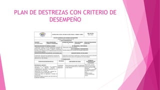 PLAN DE DESTREZAS CON CRITERIO DE
DESEMPEÑO