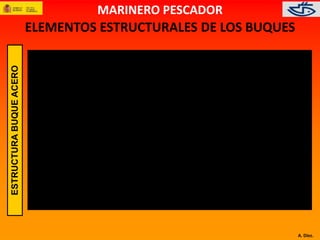 A. Díez. 
ELEMENTOS ESTRUCTURALES DE LOS BUQUES 
ESTRUCTURA BUQUE ACERO 
MARINERO PESCADOR 
 