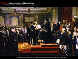 UNIDAD 12. La consolidación del Estado Liberal

2. LA REGENCIA DE MARÍA CRISTINA. La continuación del turnismo

Juramento de la Constitución por María Cristina de Habsburgo. 1885. Cuadro de Sorolla 1897

 