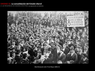 UNIDAD 12. La consolidación del Estado Liberal

2. LA REGENCIA DE MARÍA CRISTINA. La oposición al sistema

Manifestación del 1º de Mayo 1890 (?)

 