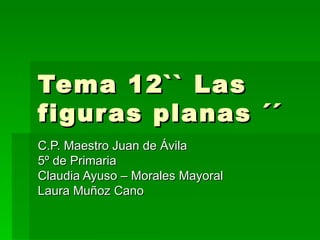 Tema 12`` Las
figur as planas ´´
C.P. Maestro Juan de Ávila
5º de Primaria
Claudia Ayuso – Morales Mayoral
Laura Muñoz Cano
 