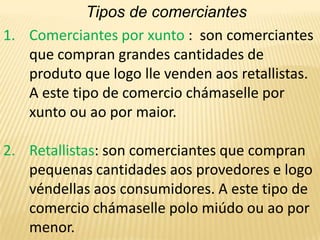 Consumidores: consumen ou usan as mercadorías.