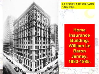 Home Insurance Building. William Le Baron Jenney. 1883-1885. LA ESCUELA DE CHICAGO 1875-1905. 
