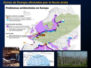 Zonas de Europa afectados por la lluvia ácida 